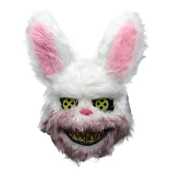 Balta Bunny Triušiai Kruvinas Kaukė Creepy Baisu Halloween Party Cosplay Kostiumai FKU66