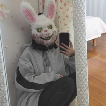Balta Bunny Triušiai Kruvinas Kaukė Creepy Baisu Halloween Party Cosplay Kostiumai FKU66