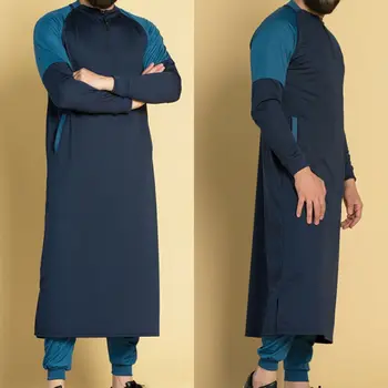 Baltieji Vyrai Dubajus Thobe Islamo Musulmonų Drabužiai Kataras Skraiste Kaftan Maxi Suknelė ilgomis Rankovėmis Megztiniai 2020 NAUJAS
