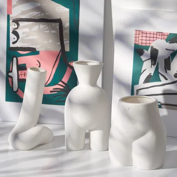 Baltos Keramikos Vaza Ins Šiaurės Kūrybos Paprastų Džiovintų Gėlių Vaza Namų Puošybai Gyvenamasis Kambarys Veranda Gėlių Kompozicijų Papuošalai