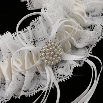 Baltos spalvos Nėrinių Nuotakos Keliaraištis su Perlų Bowknot Vestuvių Nuotakos Fancy Dress Kostiumai