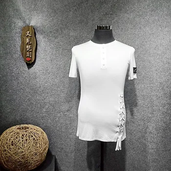 Baltos spalvos vyriški lotynų Kostiumas Nauji trumparankoviai Tvarstis Praktikos Marškinėliai lotynų amerikos Šokiai Šiuolaikinių Šokių Drabužiai