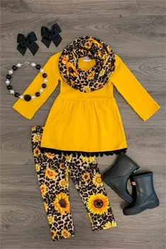 Bamblys Vaikams Baby Girl Apranga, Drabužiai, marškinėliai Topai Suknelė Leopard Antblauzdžiai Kelnės