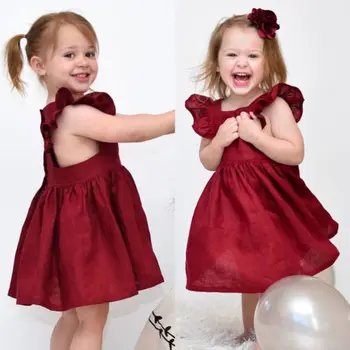 Bamblys Vaikas Kūdikių Mergaičių Partijos Inscenizacija Tutu Oficialų Suknelė Sundress Drabužius Atsitiktinis Rankovių Mini Suknelė