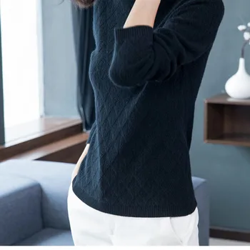BARESKIY 2019 naujas kašmyro megztinis moteriška pavasario apdailos kūno laukinių aukštos apykaklės megztinis marškinėliai apatinio trikotažo megztinis (puloveris)