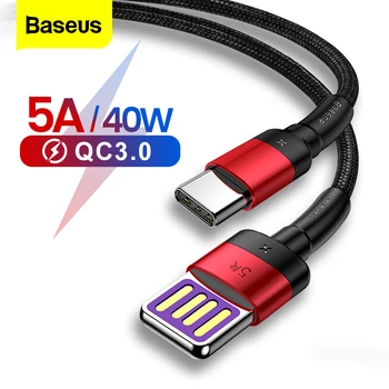 Baseus 5A USB C Tipo Kabelis Huawei Mate 20 30 P20 Pro Lite Greito Įkrovimo USB-C Įkroviklis, USB, C Tipo-c Kabelio Xiaomi mi 9 8