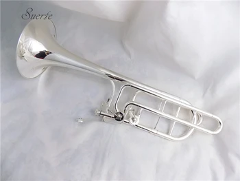 Bass Trombonas Bb/F/Apklausa/D su byla kandiklį Sidabro padengtą trombonas Muzikos instrumentai Skaidrių klarnetai