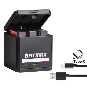 Batmax už GoPro Hero 8 Herojus 7 Herojus 6 Herojus 5 Baterijos Akku 1600mAh + USB Trigubą Įkroviklį, C Tipo, dėl GoPro Kamera Accesories