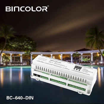 BC-624-DIN/BC-632-DIN/BC-640-DIN Naujas 24/32/40 CH DMX512/8 bit/16bit DC12V-24V RJ45 Jungtis LED RGB/RGBW Juostos lempos Dekoderis