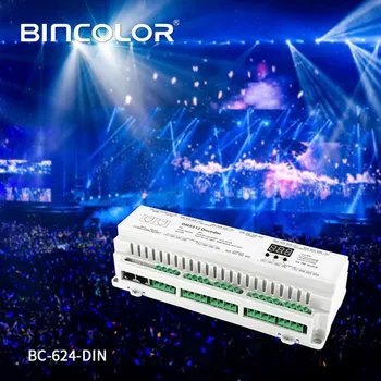 BC-624-DIN Naujas 24 CH DMX512/8 bit/16bit DC12V-24V RJ45 Jungtis LED RGB/RGBW Juostos Lempos Dekoderis