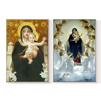 Be rėmelio klasikinės religinės duomenys mergelės Marijos drobės spaudiniai aliejaus tapybai atspausdintas ant medvilnės sienos meno apdailos nuotrauką