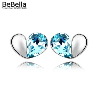 BeBella 5colors moterų kristalų širdies stud auskarai pagaminti naudojant Swarovski Elementai