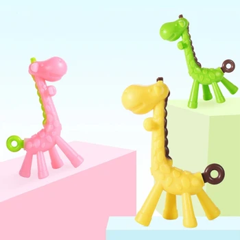 Beeshum 1PC Kūdikių Teethers Animacinių filmų Gyvūnų Kūdikiui Kramtyti Žaislas Žirafa Silikono Teether Maža Lazdele Vaikų Prekės, Slaugytoja Dovana Kanda