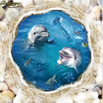 Beibehang papel de parede 3d Custom Foto Tapetai, Grindų Lipdukai Meno Delfinų Povandeninis 3D Grindys, sienos dokumentų namų dekoro