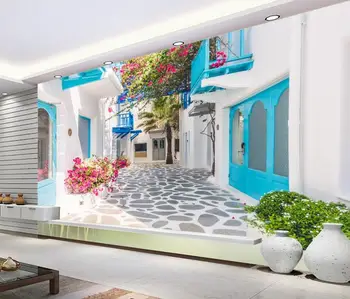 Beibehang Pasirinktinį fono paveikslėlį nuotrauka Egėjo architektūros, sodo fone sienos, namų dekoro gyvenimo kambario, miegamasis freskos 3d tapetai