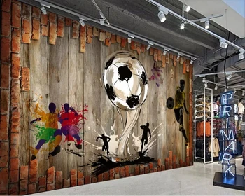 Beibehang Pritaikyti didelių 3d tapetai, 3D stereo nostalgiškas Plytų siena futbolo kavinė fono sienos tėtis peint tapetai