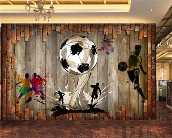 Beibehang Pritaikyti didelių 3d tapetai, 3D stereo nostalgiškas Plytų siena futbolo kavinė fono sienos tėtis peint tapetai