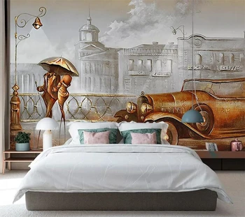 Beibehang Užsakymą tapetai 3d freskos Europos reljefinis aukso porą architektūros TV foną, sienų tapyba-freskos 3d tapetai