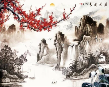 Beibehang Užsakymą tapetai mados atmosfera kraštovaizdžio Kinų tapybos TV, sofa viešbučio restorane fone de papel parede