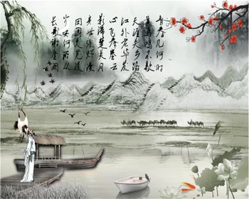 Beibehang Užsakymą tapetai mados atmosfera kraštovaizdžio Kinų tapybos TV, sofa viešbučio restorane fone de papel parede