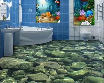 Beibehang Vandeniui lipnios tapetai, 3D pebble vonios kambarys trijų matmenų grindų dekoratyvinis dažymas sienų lipdukai PVC