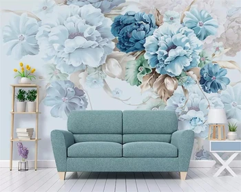 Beibehang Šiaurės užsakymą šviežių ranka-dažytos papel de parede sienos popieriaus Bijūnas gėlės, sodas, svetainė, TV foną, 3d tapetai