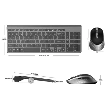 Belaidę klaviatūrą, pelę, prancūzijos išdėstymas, ergonomiškas, ramioje nešiojamų, 2,4 gigahercų stabilus ryšys, biuro, namo, Prancūzija juoda