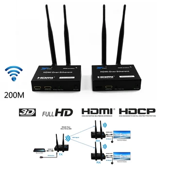 Belaidžio HDMI Extender 200M 2.4 G/5G 1080P Siųstuvas, Imtuvo rinkinio TCP/IP extende Garso ir Vaizdo paramos 1Tx į 4RXs