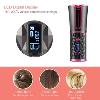Belaidžiu Automatinė Hair Curler geležies belaidžio Garbanoti Geležies USB Įkrovimo Oro Curler už Garbanos, Bangos LCD Ekranas Keramikos Garbanotas