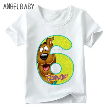 Berniukų ir Mergaičių Animacinių Scooby Doo Skaičius 1~9 Print T shirt Baby Juokingas, Mielas, T-marškinėliai,Vaikų Gimtadienio dovana, Drabužiai,HKP2427