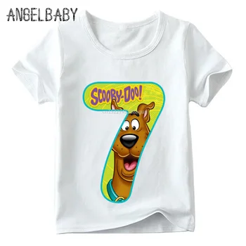 Berniukų ir Mergaičių Animacinių Scooby Doo Skaičius 1~9 Print T shirt Baby Juokingas, Mielas, T-marškinėliai,Vaikų Gimtadienio dovana, Drabužiai,HKP2427