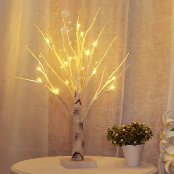 Beržo Medžio LED Žibintai, Lempos Naktį Šviesos Šventiniai Kalėdų Dirbtinis Beržo Medžio 18 LED Šviesos Šalis, Namų dekoro Filialai
