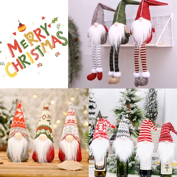 Beveidis Gnome Santa Claus Vyno Butelis Nustatyti Kalėdos Namų Puošyba, Įvairių Stilių Kalėdų Dekoracijas 2021