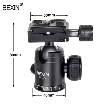 Bexin v30 DSLR Fotoaparato Trikojo Kamuolį Galva 360 Laipsnių Pasukama Fotografijos Mount