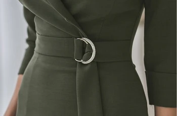 BGTEEVER Armijos Žalioji V-kaklo Varčias Bodycon Moterų Pieštuku Suknelė OLIS Stiliaus Nėrinių Vidutinio ilgio Moterų Suknelė Plonas Juosmens Vestidos 2020 m.
