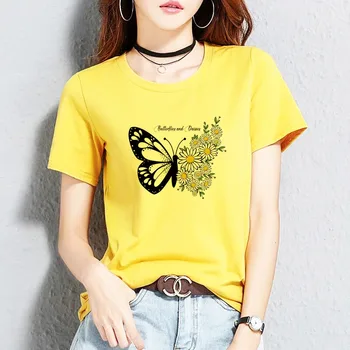 BGtomato gražus drugelis spausdinimo marškinėlius vasaros atsitiktinis viršų tees moteris graži mergina t-shirt