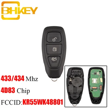 BHKEY 3Buttons 434/433Mhz Smart Nuotolinio Klavišą Keyless Fob Už KR55WK48801 4D83 Mikroschemą Ford FOCUS 