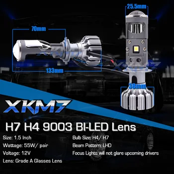 Bi-led Lęšiai, H7, H4 9003 LED Mini Projektorius, Tiuningas, Automobilių Žibintai Priedai 1.5 colių 5500K 55W Automobilių Šviesų Objektyvą Mokymai