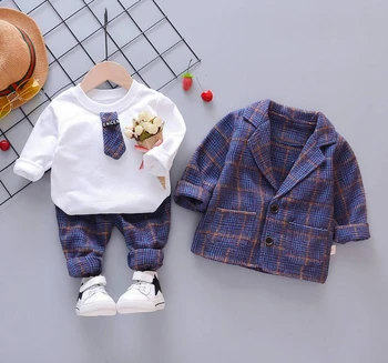 BibiCola berniukų drabužiai nustatyti rudens mados stilius vaikų tracksuit nustatyti pledas viršūnes+kelnės bebe kostiumas berniukų drabužius, 1-4T