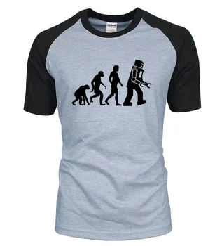 Big Bang Teorija Roboto Evoliucija vyrų slim fit marškinėliai 2019 naujas vasaros medvilnės raglan vyrų t-shirt juokingas animacinių filmų top tees