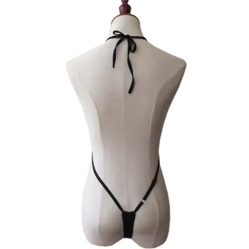 Bikini 2020 Seksuali vientisa spalva kaklo Kabo Pririšti Metalinio žiedo, link Susiduria maudymosi kostiumėliai moterims, vienos dalies maudymosi kostiumėlis moterims biquini bikini