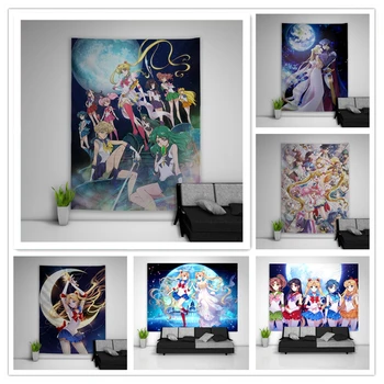 Bishoujo Senshi Sailor Moon Usagi Tsukino Gobelenas Meno Sienos Kabo Sofa-Lova, Stalas, Lova Padengti Namų Dekoro Bendrabučio Dovana