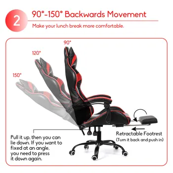 Biuro Žaidimų Kėdė PVC Namų Kėdžių Pakelti ir Pasukama Funkcijos, Ergonomiškas Biuro Kompiuterio Kėdė Wcg Žaidėjus Kėdės