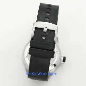 Bliger 43mm Black Dial Automatinė Mens Watch Prabangos Prekės Šviesos Vandeniui Gumos juostos Kalendoriaus Mechaninė Laikrodžiai Vyrams