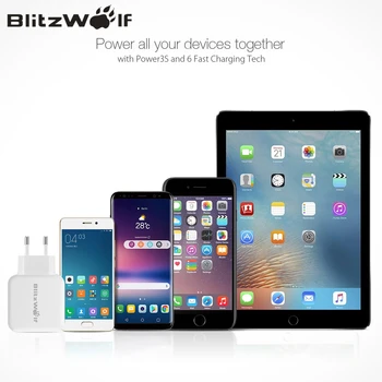 BlitzWolf QC3.0 USB Adapteris Kelionės Sienos ES Prijunkite Įkroviklį, Mobilusis Telefonas, Greitas Įkroviklis iPhone 11 X 8 Plius 
