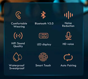 Bluetooth V5.0 Ausinės Belaidžio 