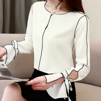 Blusas mujer de moda 2019 Šifono vasaros palaidinė moterims topai ir palaidinės atsitiktinis ilgomis rankovėmis marškinėliai office lady palaidinė marškinėliai, drabužiai