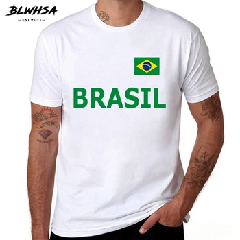 BLWHSA Brazilija Gerbėjų Nudžiuginti Vyrų Marškinėliai Brazilijos Vėliava&Laiškai spausdinami Medvilnės, trumpomis Rankovėmis Vasaros T Marškinėliai Vyrams