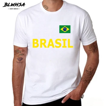 BLWHSA Brazilija Gerbėjų Nudžiuginti Vyrų Marškinėliai Brazilijos Vėliava&Laiškai spausdinami Medvilnės, trumpomis Rankovėmis Vasaros T Marškinėliai Vyrams
