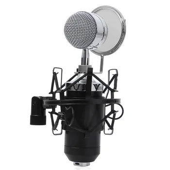 BM-8000 Profesionalų Kondensatoriaus Mikrofonas Įrašymo Studijoje Su Stovu Turėtojas + Phantom Power +garso plokštė